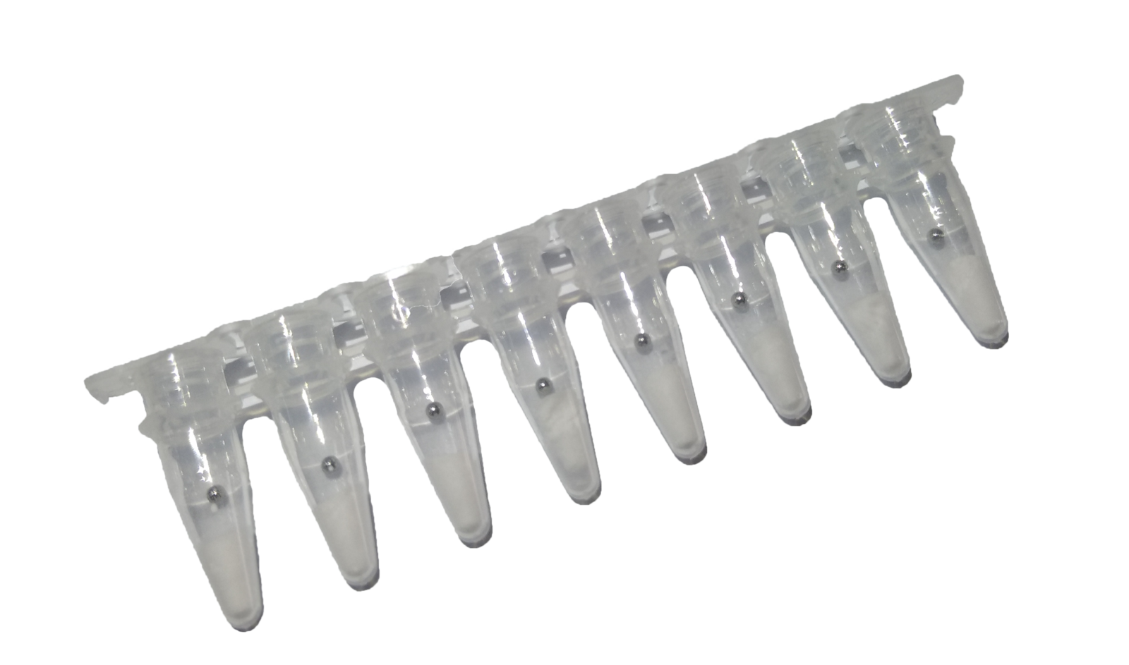8-tube strip of lyophilised RAA amplification reagent